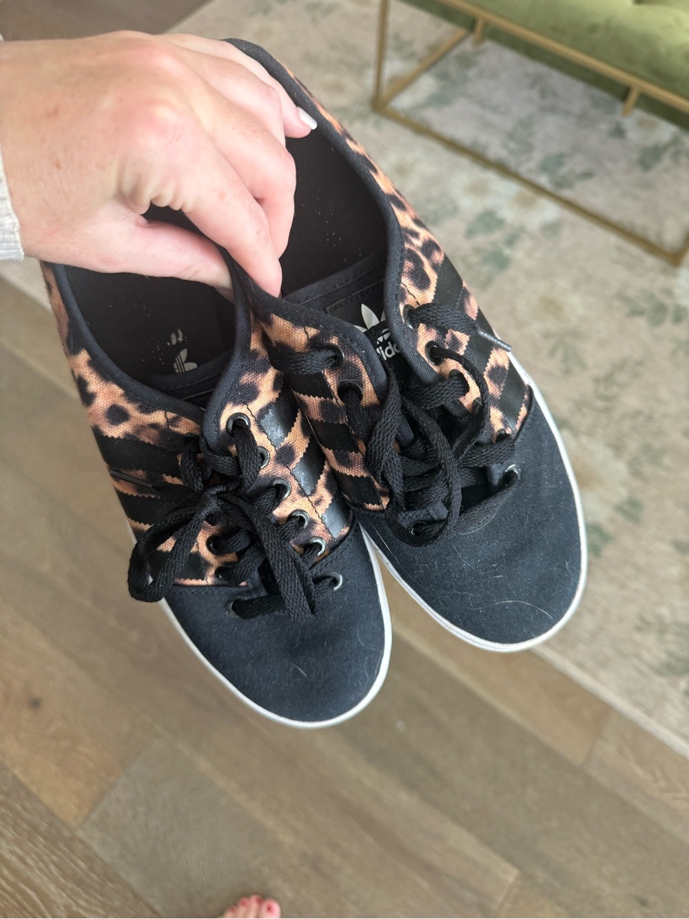 adidas Women's Black and Leopard Low-Top Sneakers